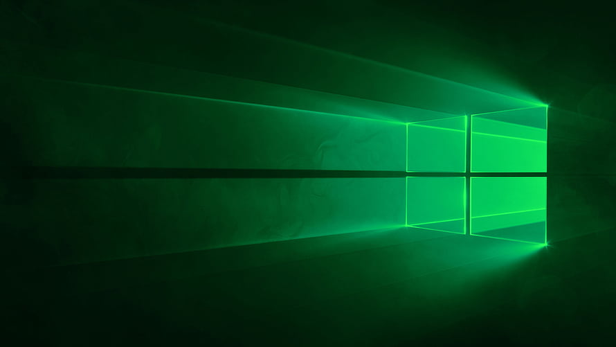 Windows 10 Green Neon Logo in Dark Minimalist Room HD wallpaper