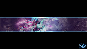 Epic Fantasy Warrior Banner Art with Glowing Blades and Cosmic Energy HD wallpaper
