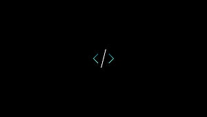Minimalist Dark Coding Symbol with Cyan and White Accents on Black Background HD wallpaper
