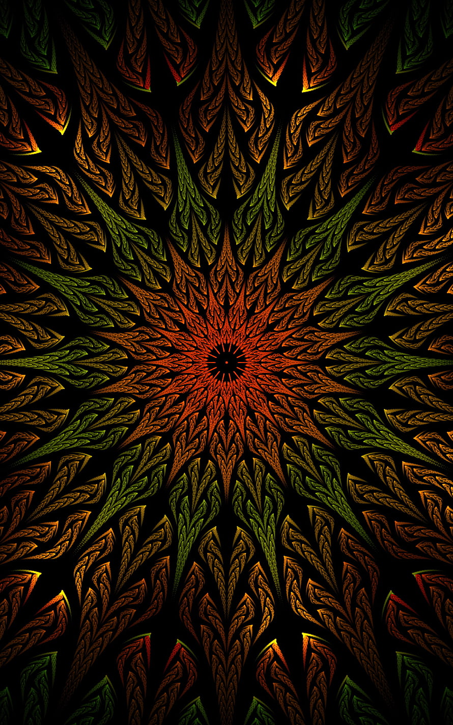 Radiant Fractal Mandala with Intricate Organic Patterns in Warm Tones HD phone wallpaper
