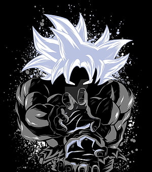 Goku Ultra Instinct Dragon Ball Super Monochrome Anime Illustration HD phone wallpaper