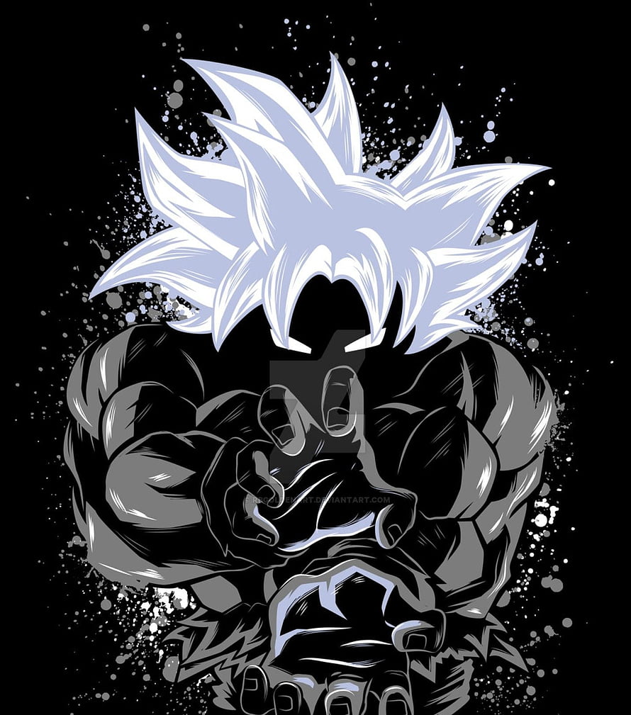 Goku Ultra Instinct Dragon Ball Super Monochrome Anime Illustration HD phone wallpaper