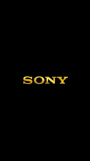 Sony Gold Logo on Black Background Minimalist Branding Wallpaper HD phone wallpaper