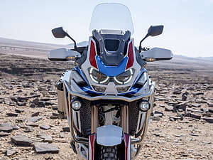 Honda Africa Twin Adventure Sports Front View in Desert Terrain HD wallpaper