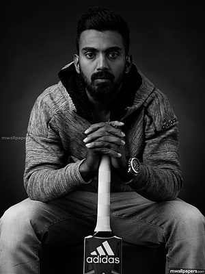 KL Rahul Cricket Portrait in Adidas Hoodie Holding Bat HD phone wallpaper