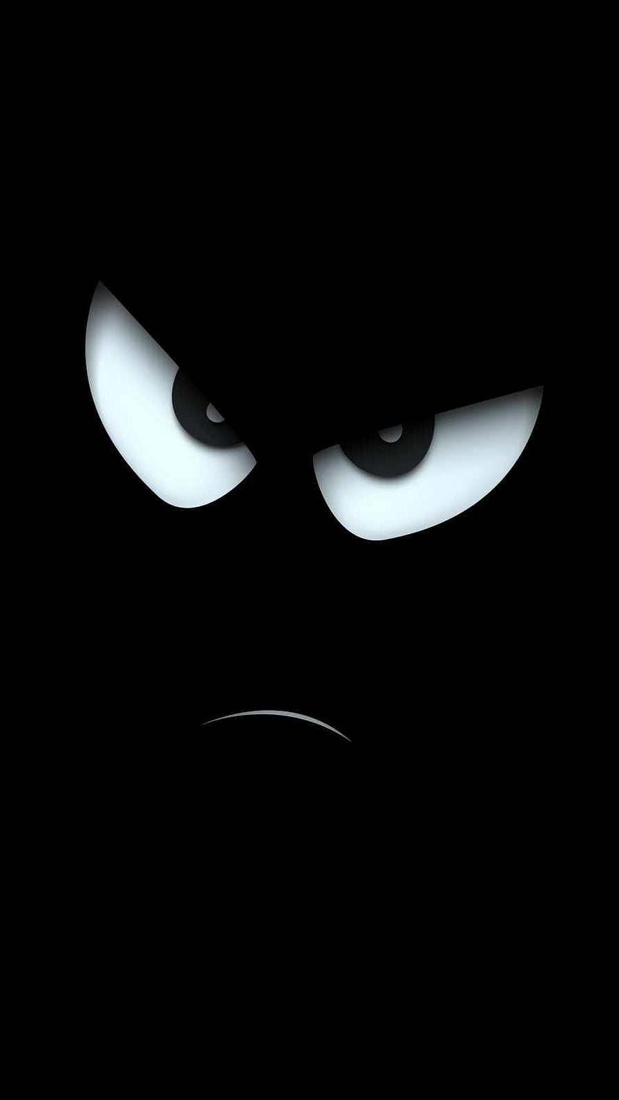 Menacing Cartoon Eyes in Darkness Minimalist Black and White Illustration HD phone wallpaper