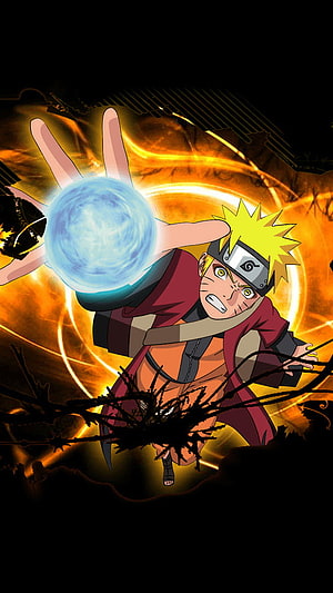 Uzumaki Naruto Channeling Rasengan in Dynamic Anime Action Pose HD phone wallpaper