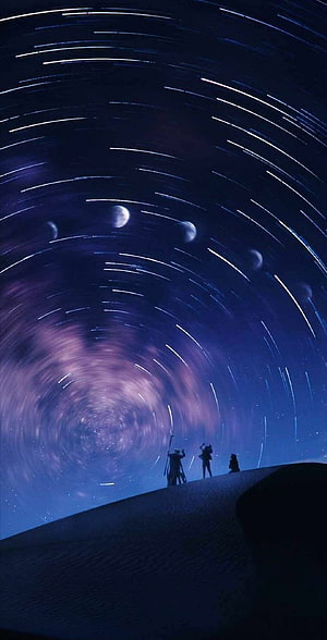 Moon Knight Marvel Comics Star Trails Night Sky Silhouette Desert Landscape HD phone wallpaper