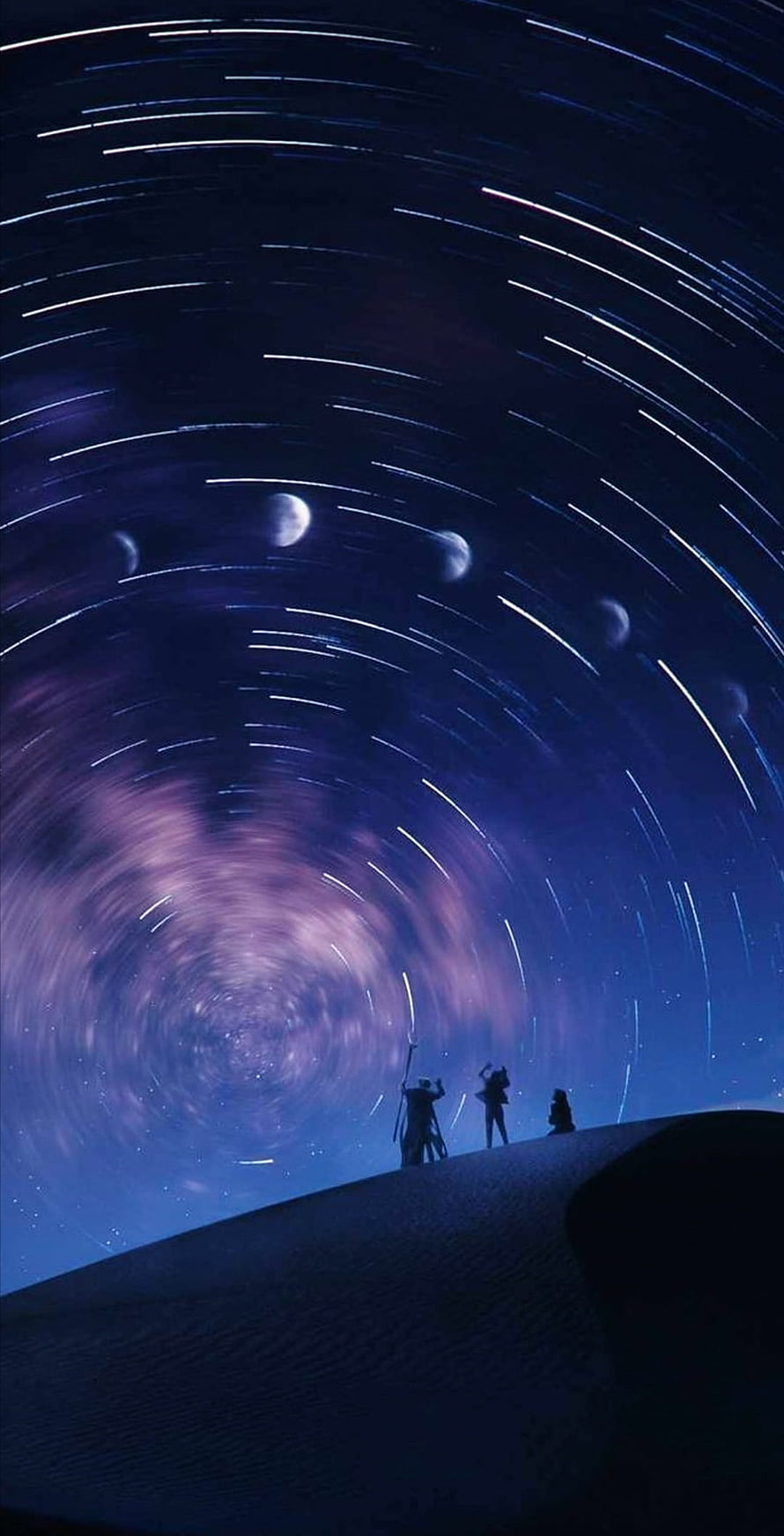 Moon Knight Marvel Comics Star Trails Night Sky Silhouette Desert Landscape HD phone wallpaper