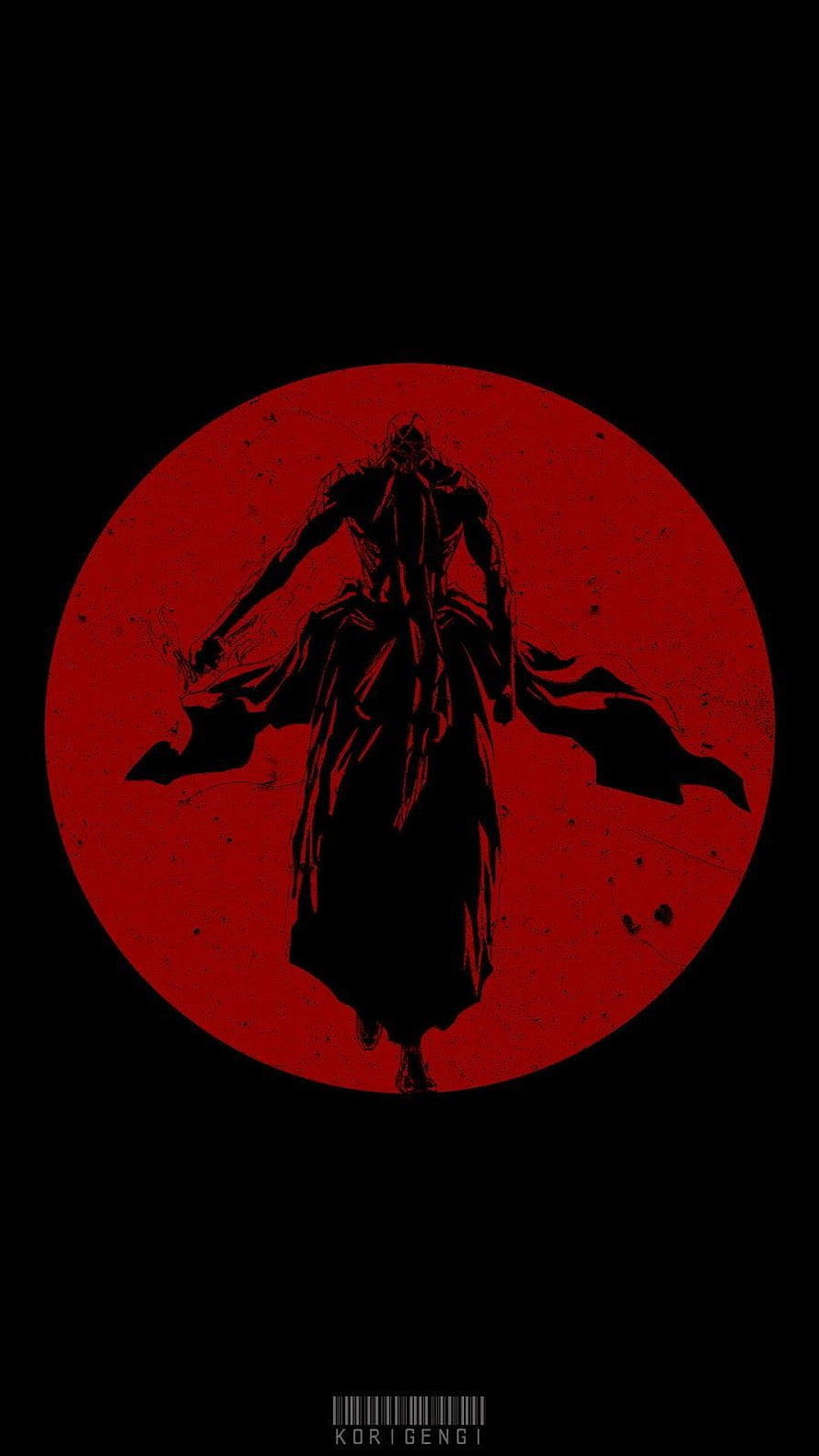 Genryusai Shigekuni Yamamoto Silhouette Against Red Moon in Dark Anime Style HD phone wallpaper