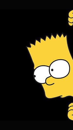 Bart Simpson Peeking From Darkness With Wide Eyes On Black Background HD phone wallpaper