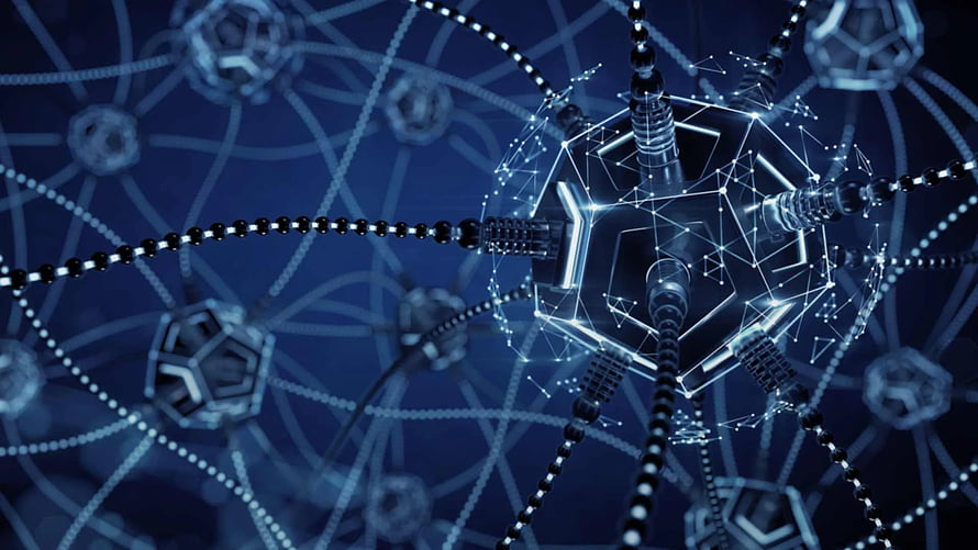 Abstract Digital Neural Network Visualization with Glowing Nodes and Connections HD wallpaper
