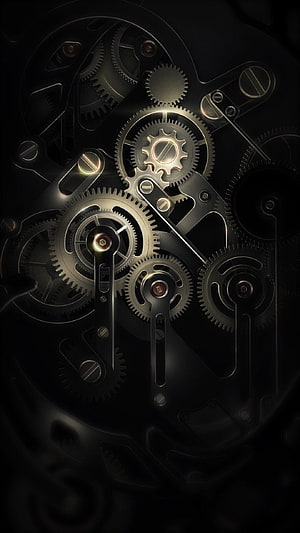 Dark Steampunk Clockwork Gears and Mechanical Watch Movement Design HD phone wallpaper