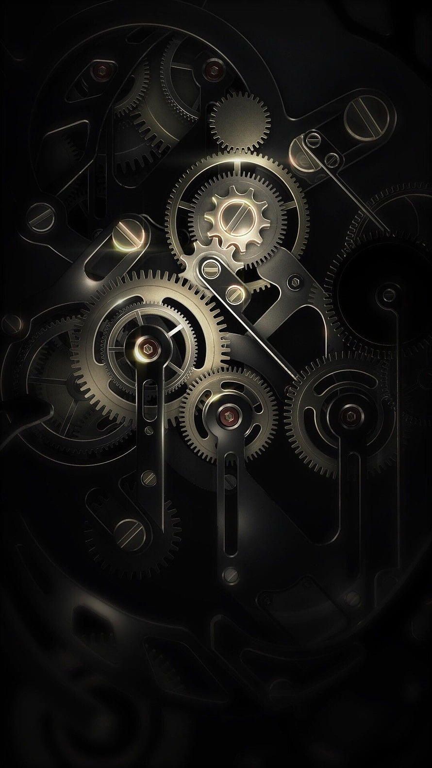 Dark Steampunk Clockwork Gears and Mechanical Watch Movement Design HD phone wallpaper