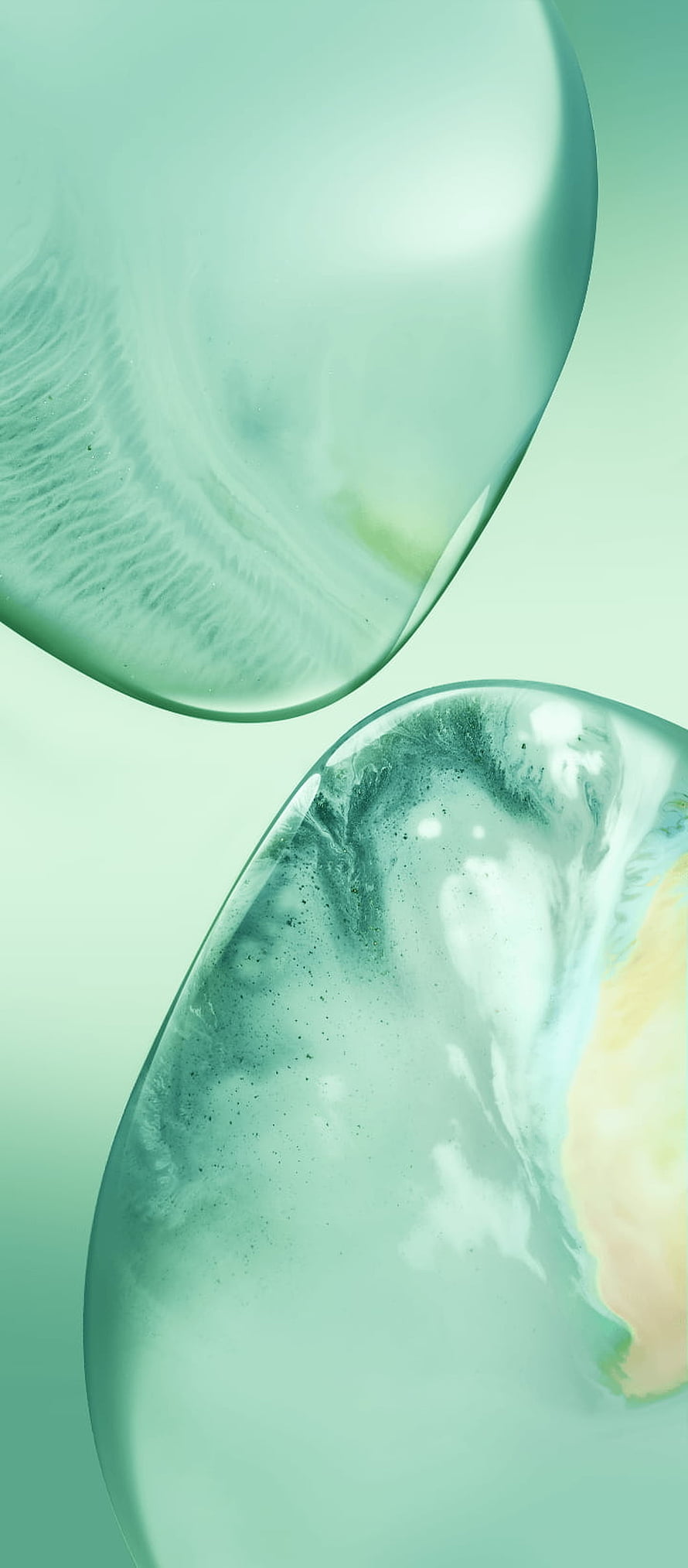 Mint Green Abstract Liquid Bubbles with Soft Marbled Texture and Minimalist Design HD phone wallpaper