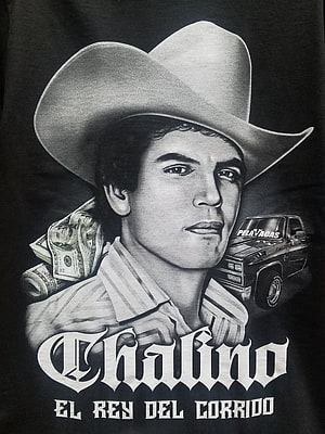 Chalino Sanchez Silkscreen Portrait with Cowboy Hat and Classic Car HD phone wallpaper