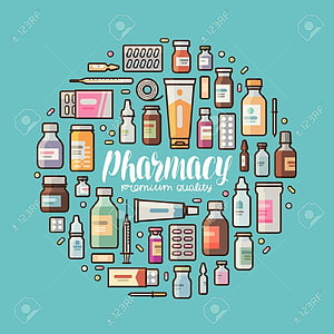 Heart-Shaped Pharmacy Icon Collection Featuring Medicines, Bottles, and Medical Supplies HD phone wallpaper