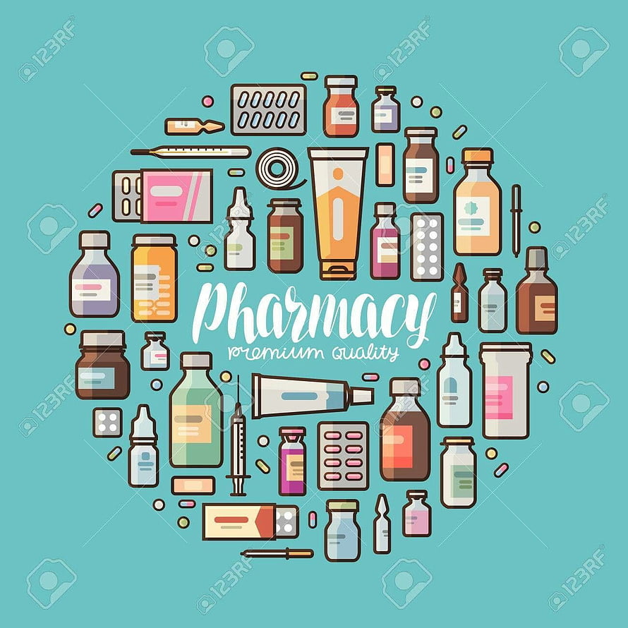 Heart-Shaped Pharmacy Icon Collection Featuring Medicines, Bottles, and Medical Supplies HD phone wallpaper