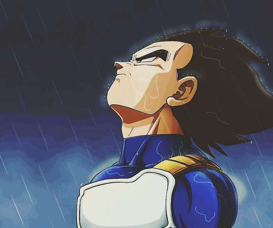 Vegeta in the Rain from Dragon Ball Z and Dragon Ball Super Anime HD wallpaper