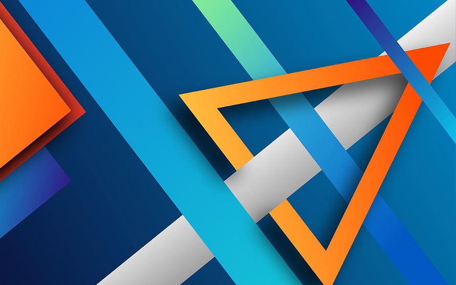 Vibrant Material Design Geometric Abstract with Layered Triangles and Arrows HD wallpaper