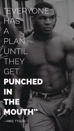 Mike Tyson Black and White Portrait with Motivational Boxing Quote HD phone wallpaper