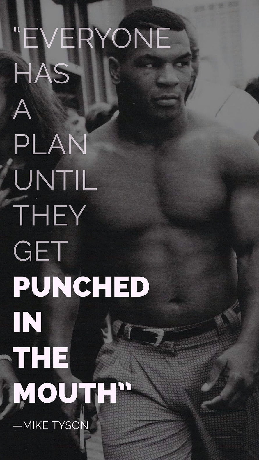 Mike Tyson Black and White Portrait with Motivational Boxing Quote HD phone wallpaper
