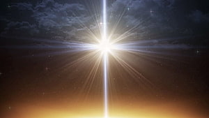 Star of Bethlehem Radiant Light Burst Over Dark Cloudy Night Sky HD wallpaper