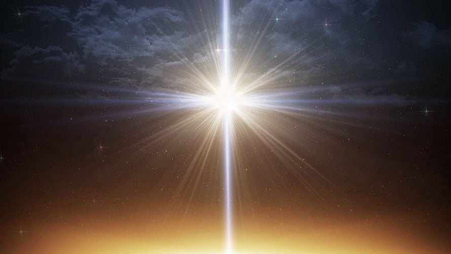Star of Bethlehem Radiant Light Burst Over Dark Cloudy Night Sky HD wallpaper