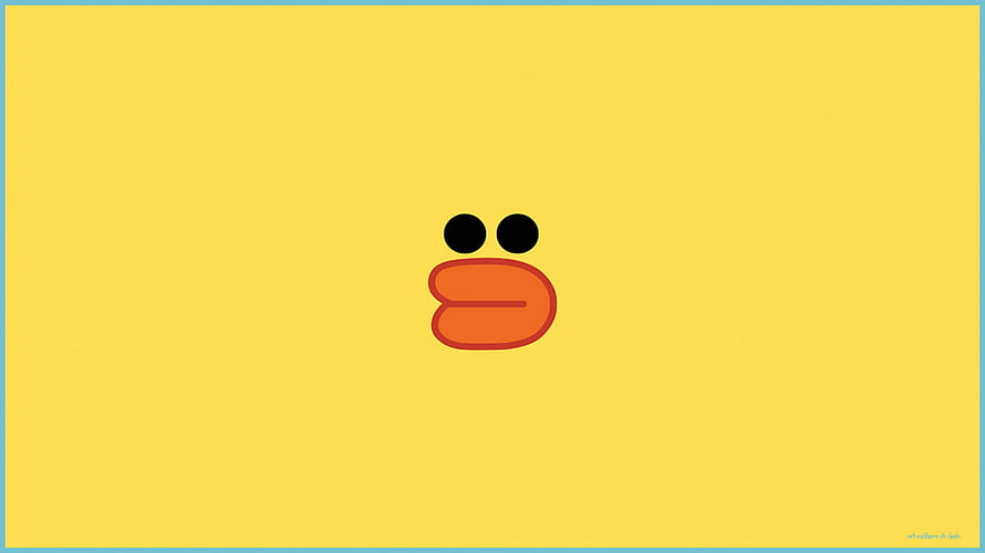 Minimalist Yellow Background with Simple Black Eyes and Orange Beak Illustration HD wallpaper