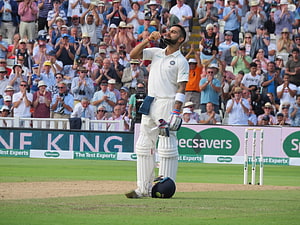 Virat Kohli Celebrating a Milestone During England vs India Test Match HD wallpaper