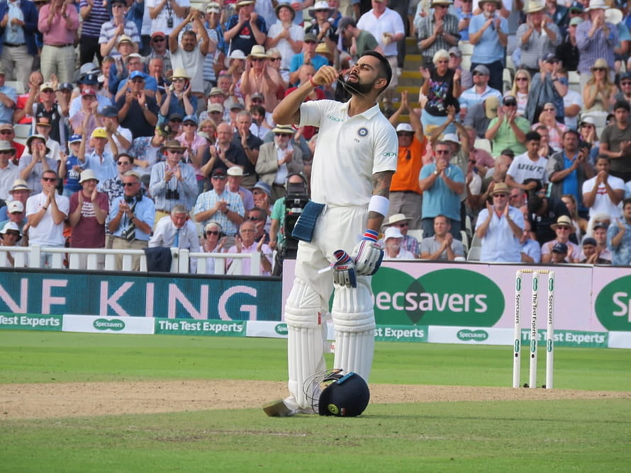 Virat Kohli Celebrating a Milestone During England vs India Test Match HD wallpaper