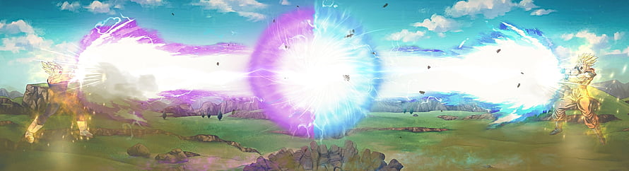 Dragon Ball Z Goku and Vegeta Clashing Energy Beams in Epic Battle HD wallpaper