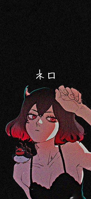 Black Clover Anime Character with Red Eyes and Horns on Black Background HD phone wallpaper