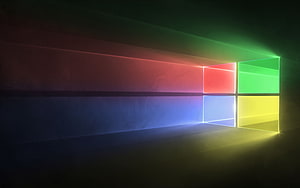 Windows 10 Neon Window Logo Abstract Dark Background HD wallpaper