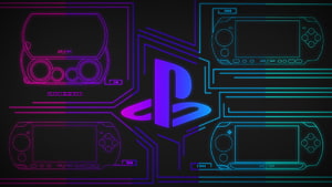 Neon PlayStation and PSP Handheld Console Blueprint Illustration HD wallpaper