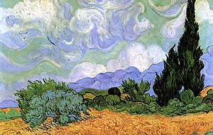 Vincent van Gogh Wheat Field with Cypresses Impressionist Landscape Painting HD wallpaper