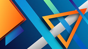 Vibrant Geometric Abstract Artwork With Overlapping Triangles And Diagonal Stripes HD wallpaper