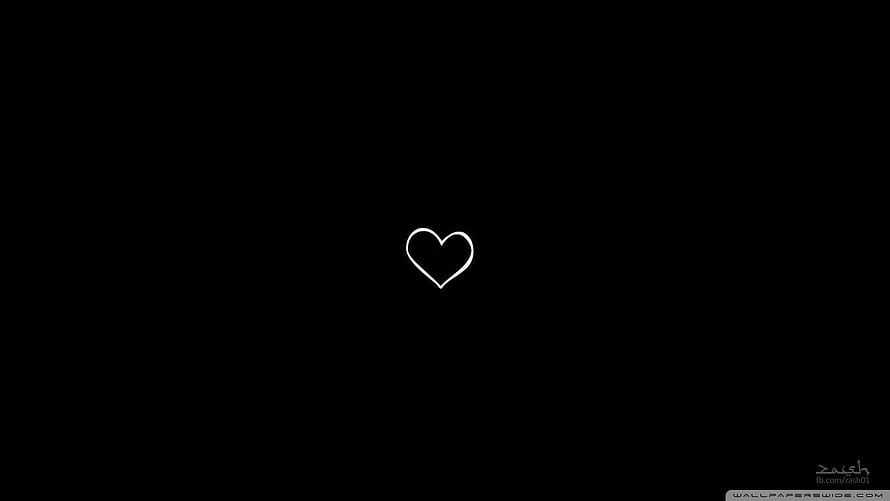 Minimalist White Heart Outline on Black Background HD wallpaper