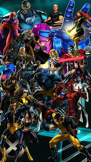 X-Men Team-Up Comic Art Featuring Wolverine, Deadpool, and Magneto in Dynamic Action Pose HD phone wallpaper