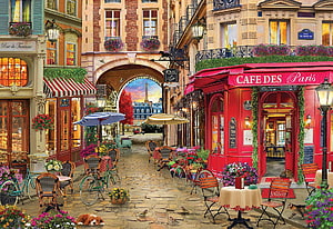 Charming Parisian Street Scene With Cafe Des Paris And Cobblestone Alley HD wallpaper