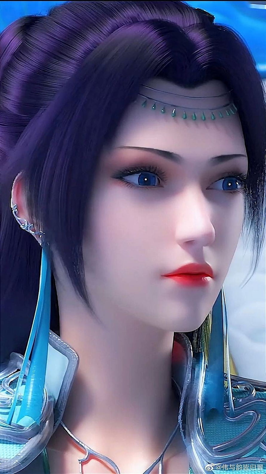 Zion Yun 3D Character Portrait with Purple Hair and Blue Eyes HD phone wallpaper