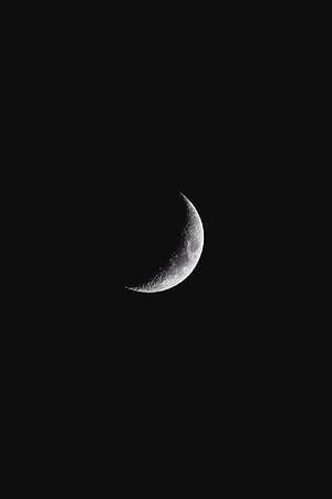 Crescent Moon Phase Against Deep Black Night Sky HD phone wallpaper