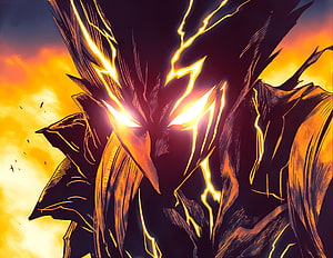 Cosmic Garou from One Punch Man with glowing energy and fiery aura, GxTheBatman - I colored Garou from chapter 147 #OnePunchMan #ワンパンマン #OPM #mangacoloring / Twitter, Cosmic Garou HD wallpaper