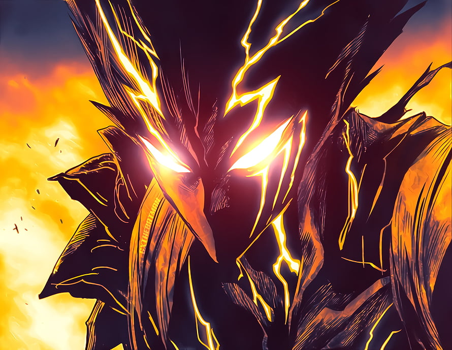 Cosmic Garou from One Punch Man with glowing energy and fiery aura, GxTheBatman - I colored Garou from chapter 147 #OnePunchMan #ワンパンマン #OPM #mangacoloring / Twitter, Cosmic Garou HD wallpaper