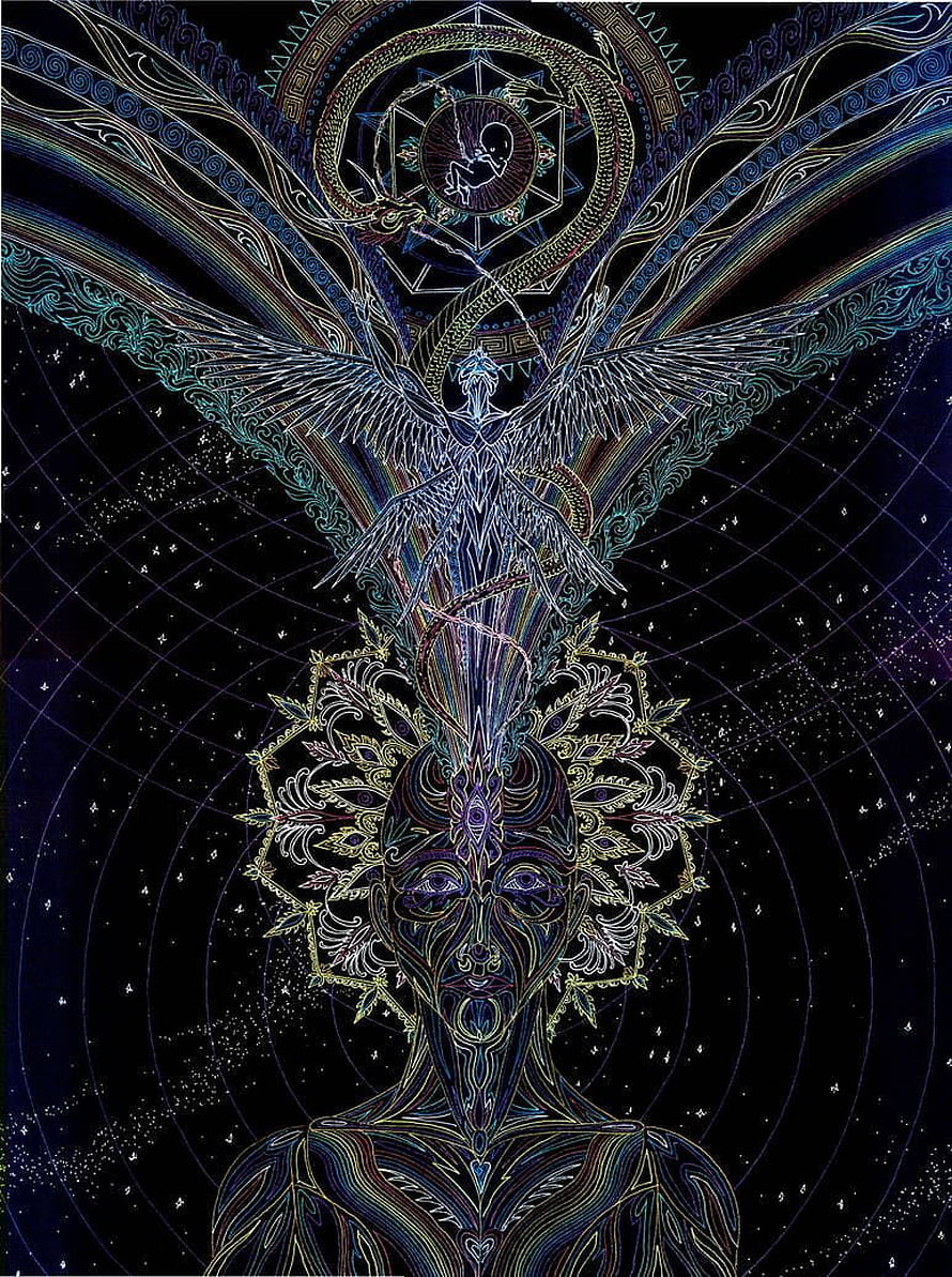 Lakandiwa Sacred Geometry Artwork Featuring Mystical Figure and Celestial Wings HD phone wallpaper