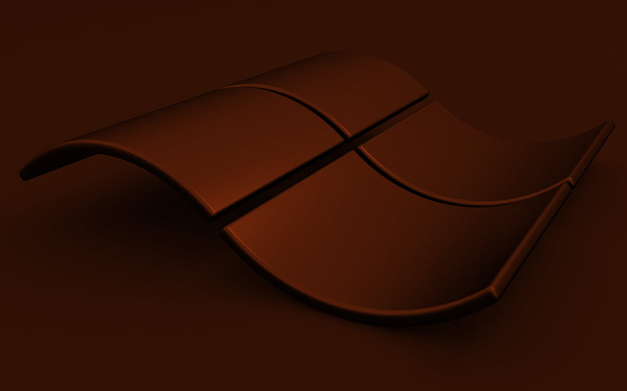 Windows 3D Wavy Logo in Dark Brown Monochrome Minimalist Artwork HD wallpaper