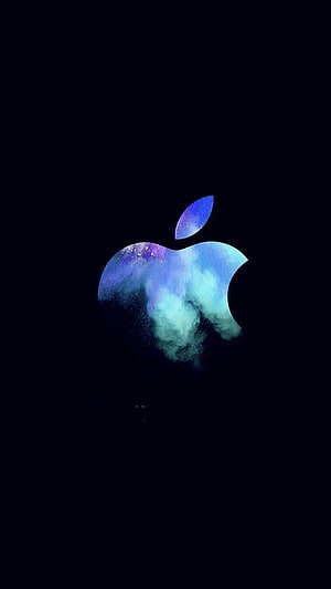 Apple Logo Filled With Cosmic Nebula And Smoke On Black Background HD phone wallpaper