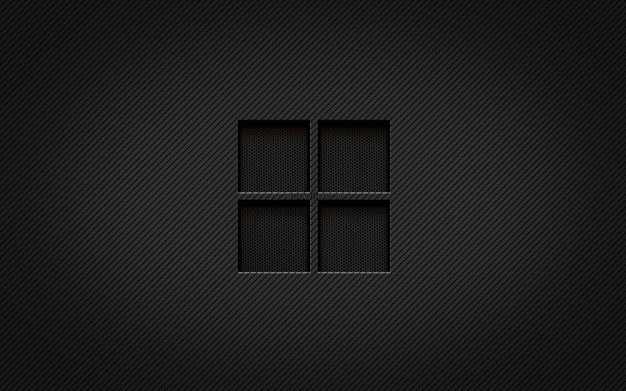 Microsoft Carbon Fiber Logo on Dark Grunge Textured Background HD wallpaper