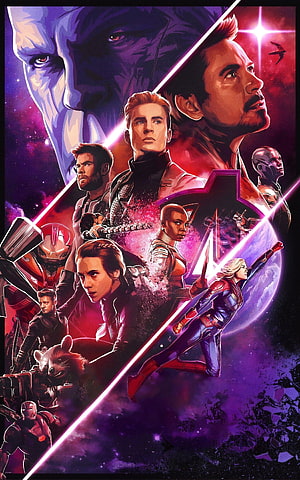 Avengers Endgame Movie Poster Artwork Featuring Captain America, Iron Man, Thor, and the Full Team in Cosmic Style HD phone wallpaper