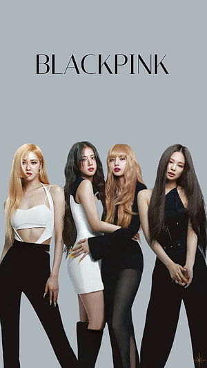 Blackpink Kpop Group Portrait in Black and White Fashion Outfits HD phone wallpaper